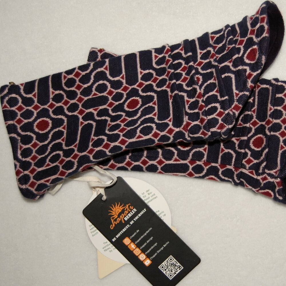 Chapati Berlin, Organic Cotton Velvet Fingerless Gloves, Reversible, Women OS - Picture 3 of 9